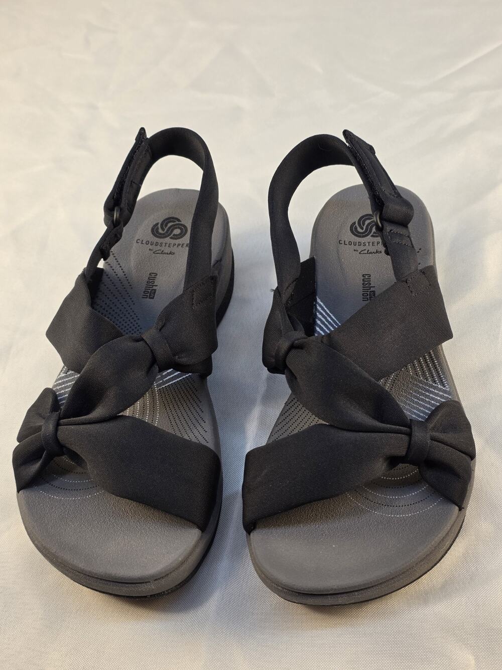 Clarks Cloudsteppers Women's Size 7m Black Fabric Sandals Arla Primrose Soft
